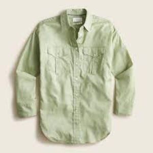 NWT J Crew Relaxed-fit Shirt Herringbone Twill Size 14